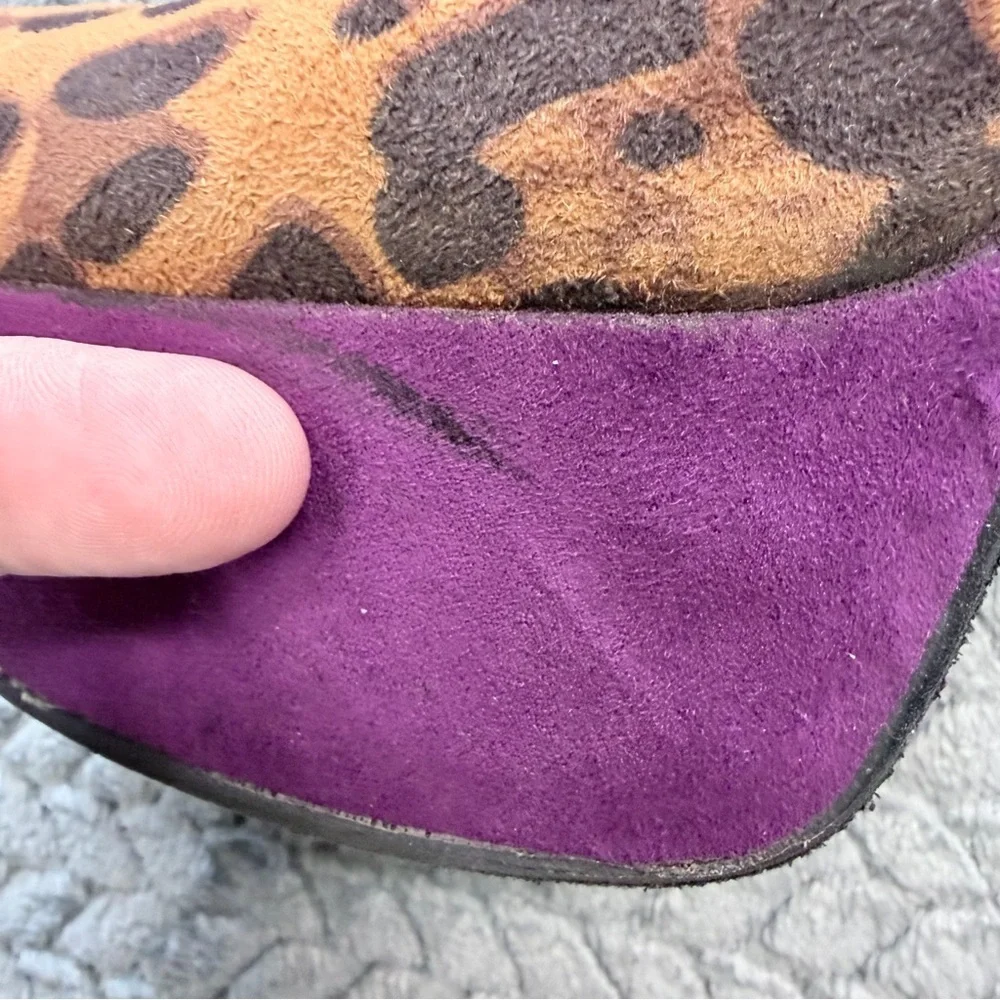 Betsy Johnson Gracie Leopard Purple Platform Faux Fur Pump size 6.5